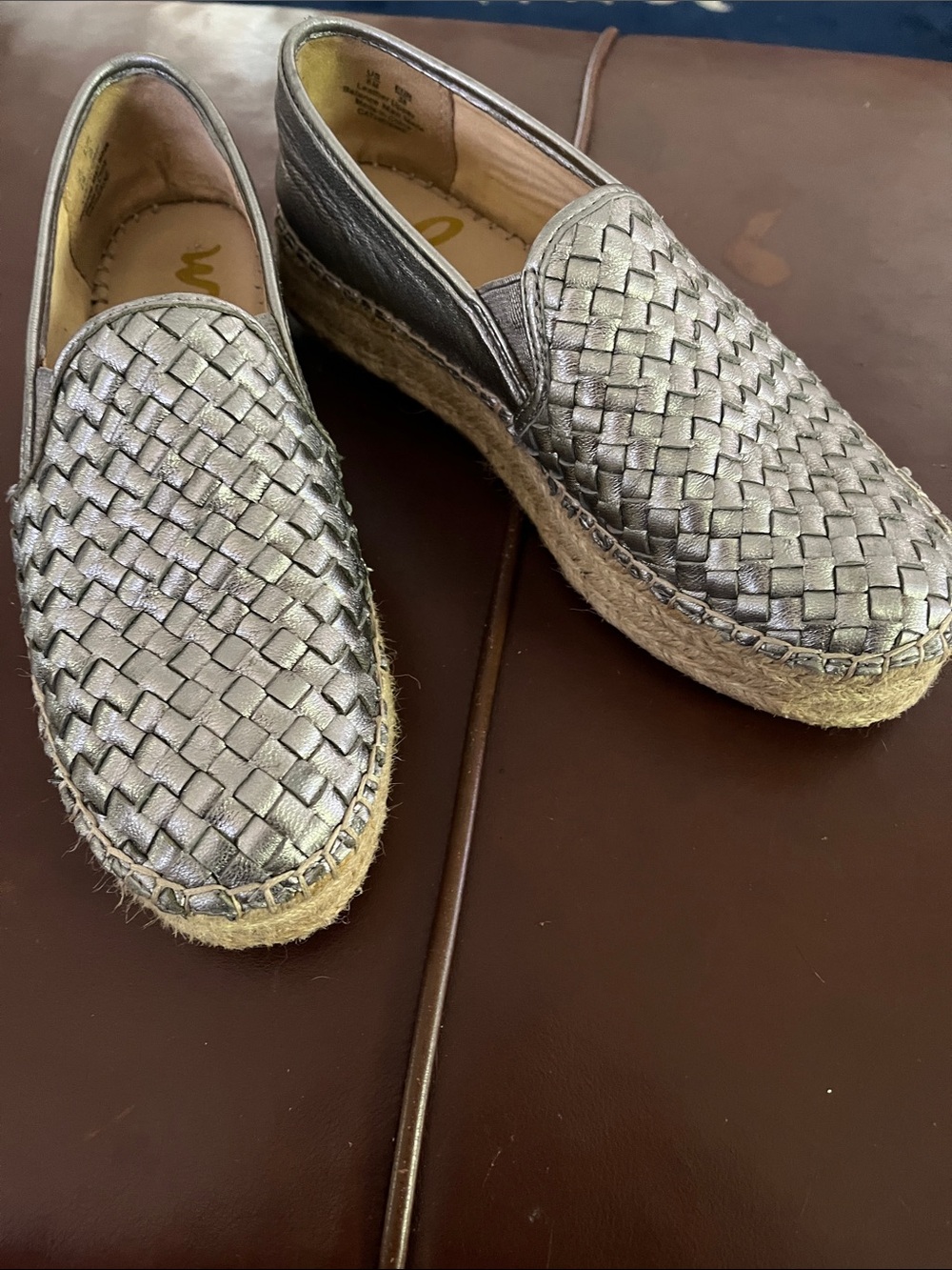Sam Edelman Silver Woven Espadrille Slip-Ons